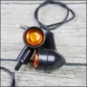 Universal 2PCS Retro Motorcycle Flasher Black Front Rear Blinker Motor Indicator Turn Lights