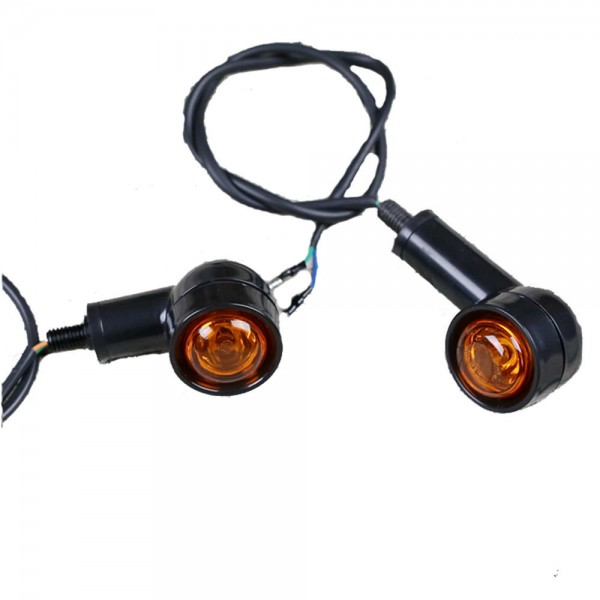 Universal 2PCS Retro Motorcycle Flasher Black Front Rear Blinker Motor Indicator Turn Lights