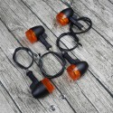 Universal 4PCS Retro Motorcycle Bike Flasher Black Front Rear Blinker Turn Lights Indicator