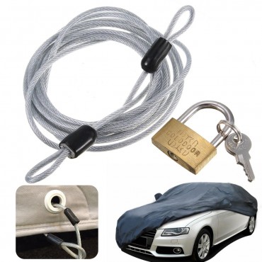 2-Meters Auto Cover Security Steel Cable & Brass Lock Kit Set w/ 2 Keys