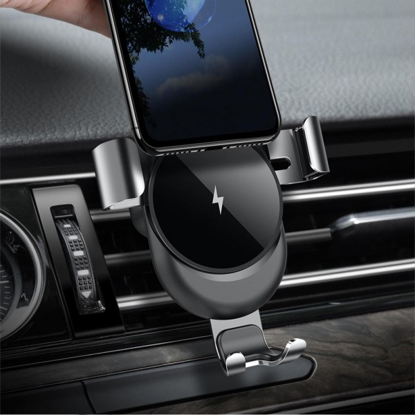 Wireless Charger Car Air Vent Phone Holder Gravity Auto Lock Mount for iPhone 8 X/Samsung