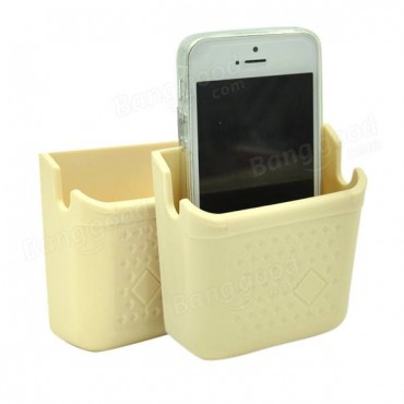 Mini Cream-colored Car Phone Storage Box Paste Type Car Phone Carrying Box Phone Holder