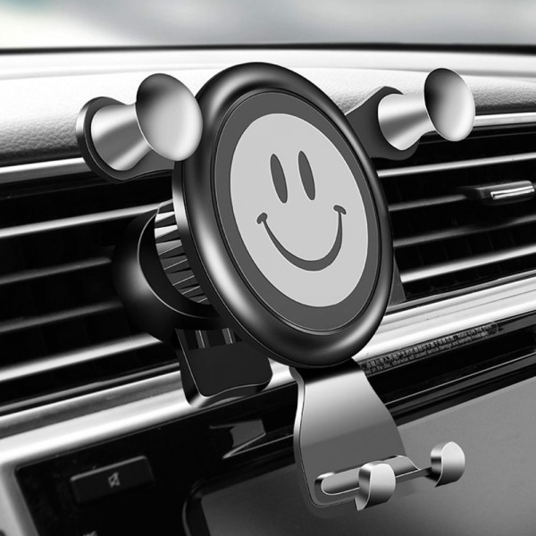 Smile Face Car Gravity Air Vent Phone Holder ABS 360° Rotatable Bracket Stand for iPhone XS