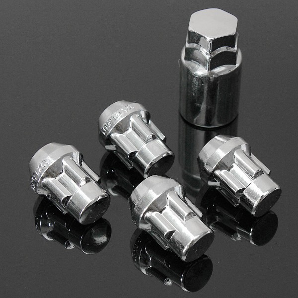 1 Set Lock Alloy Wheel Anti Theft Nuts Bolts With Key 60 Degree Taped 12x1.5mm