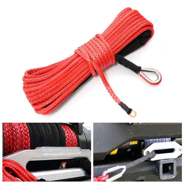 15m 7000LB Synthetic Fiber Winch Rope Tow Cable for ATV SUV Off Road