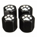 4Pcs Aluminum Alloy Footprint Pattern Car Wheel Tire Valve Stem Covers Caps Black