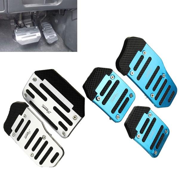 Car Non Slip Pedal Accelerator Brake Aluminum Foot Plate Set for Manual or Automatic Cars