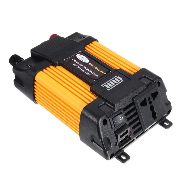 1250W Peak Power Inverter 12V-220V/110V Modified Sine Wave Car Converter with LED Screen Dual USB 8 Safety Protection