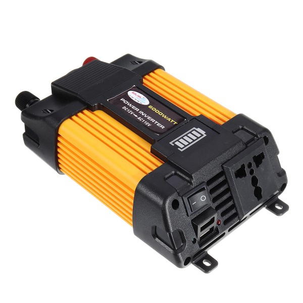 1250W Peak Power Inverter 12V-220V/110V Modified Sine Wave Car Converter with LED Screen Dual USB 8 Safety Protection