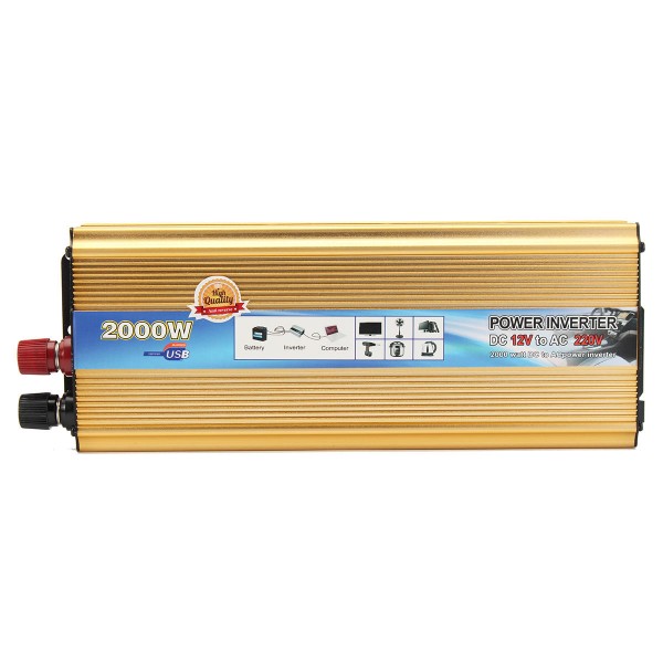 2000W Power Inverter DC 12V to AC 220V Car Converter Adapter USB Charger Supply