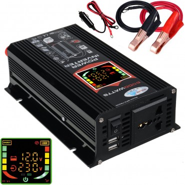 500W Car Power Inverter DC 12V To AC 110V/220V With Dual USB LCD Display Adapter