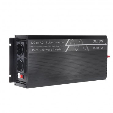 2500W Car Power Inverter DC 12/24V to AC 110/220V Pure Sine Wave Converter with Remote Control External LED Screen