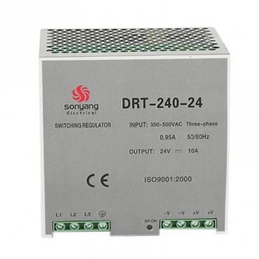 Three Phase Industrial Din Rail Switching Power Supply Driver AC 380V To DC 12/24V 240W Single Output