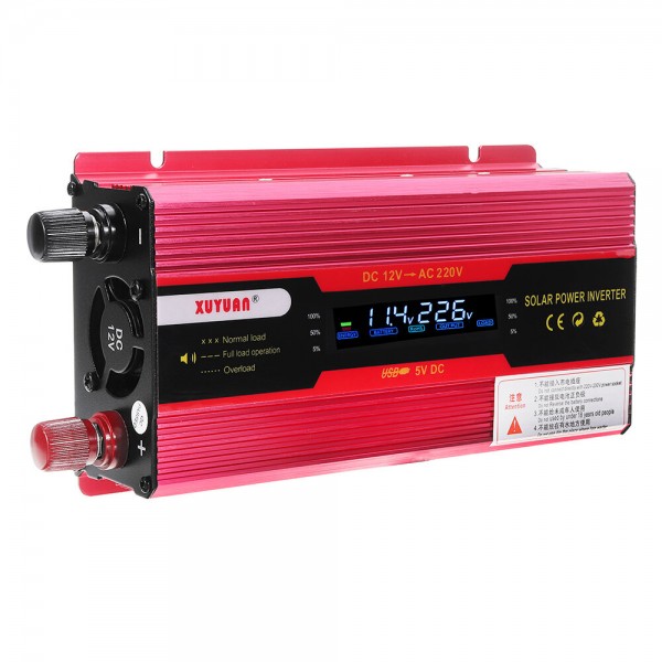 660W Solar Power Inverter DC 12/24V to AC 110/220V Modified Sine Wave Converter with LCD Screen for Car Home