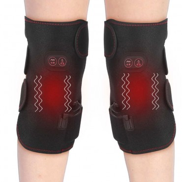 45°-65° Electric Heated Knee Pads Men Women Vibration Massage Far Infrared Middle-Aged Elderly Warm Wrap Pain Relief Heating Massage Knee Pads Adjustable Temperature