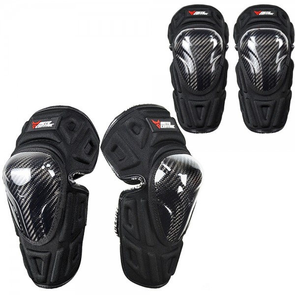 4PCS Motorcycle Elbow Pads Carbon Fiber Hard Shell Motocross Racing Elbow and Knee Pads Protector Guard Armors Set Riding Protection