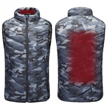 USB Heated Waistcoat Camouflage Outdoor Warm Jacket Washable Winter Electric Thermal Heating Sports Hiking Clothing