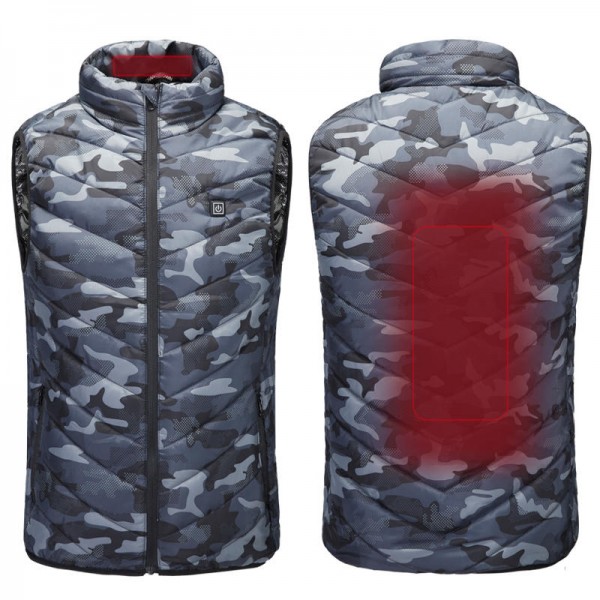 USB Heated Waistcoat Camouflage Outdoor Warm Jacket Washable Winter Electric Thermal Heating Sports Hiking Clothing