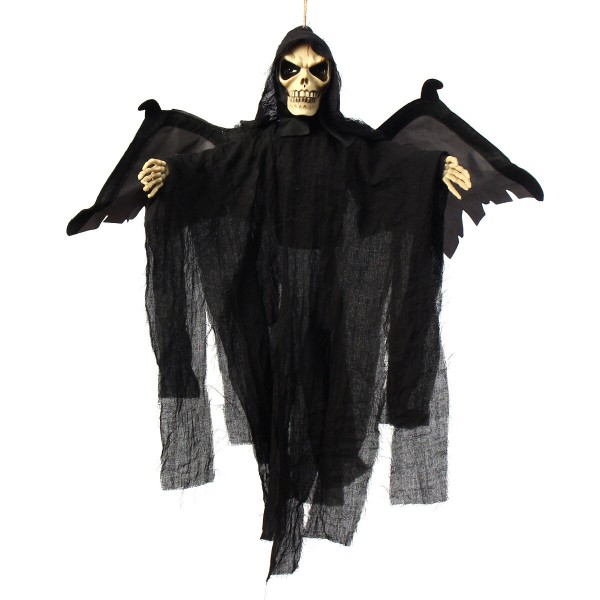 Halloween Prop Hanging Skeleton Ghost Haunted Battery Flash Eye Party Decorations Voice Control