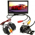 5 Inch LCD Monitor Mirror and Wireless IR Reverse Car Rear View Back up Camera Kit