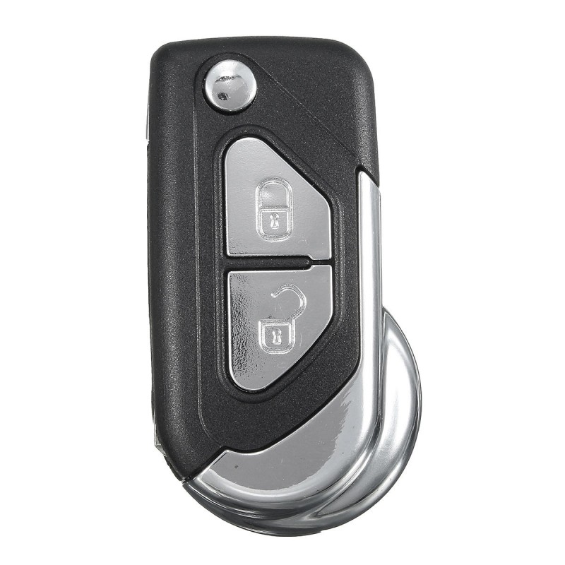 GOZAR 2 Buttons Plating Remote Key Fob Case Shell w/Uncut Blade Flip for Citroen DS3 