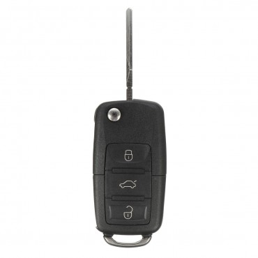 3 Button Flip Keyless Uncut Key Entry Remote Control Fob ID48 Chip 433MHz For VW