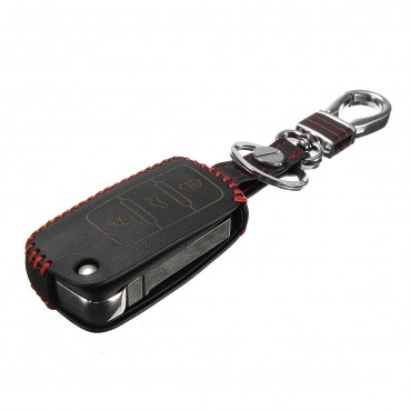 3 Button Leather Remote Key Case Cover Holder for VW Sagitar Golf Jetta Passat