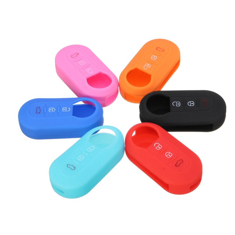 3 Buttons Silicone Flip Remote Key Cover Case Shell For  Fiat 500 Grande Punto