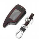 4 Buttons Two Way Car Alarm System Leather Car Key Case Bag For Mag5/6 LCD