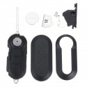 Car 3 Buttons Remote Flip Key Cover Case Shell w/ Blade & Battery For Fiat 500