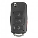 Car 4 Buttons Remote Key Black Shell Case Flip Uncut Blade for VW Touareg 2004-2011