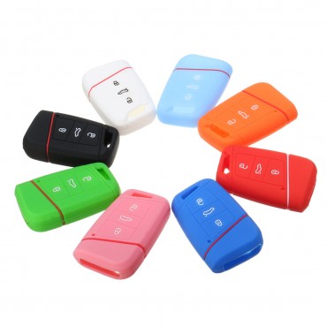 Car Key Case 3 Buttons Silicone Remote Key Case cover FOB For VW