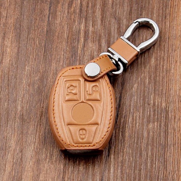 Leather Car Key Case/Bag Cover Holder For Mercedes Remote Smart Key 3 4 Button