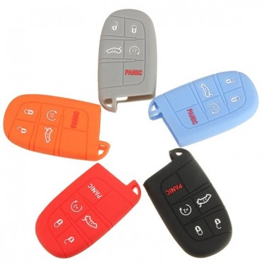 Silicone Car Key Case Cover Fob Shell 5 Button Remote for Jeep Chrysler Dodge Fiat
