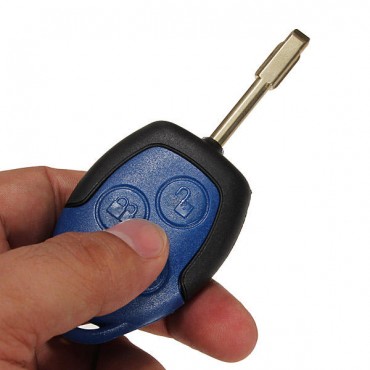 Transit Connect 3 Button Remote Key Blue Case with Uncut Blade for Ford