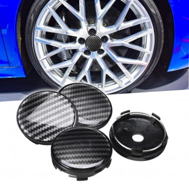 4pcs Black ABS Carbon Fiber 60mm/58mm Universal Car Wheel Center Cap Cover