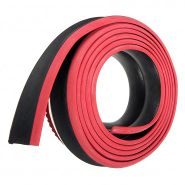 98x2inch Black Red Car Front Bumper Protector Rubber Auto Lip Body Spoiler Decoration