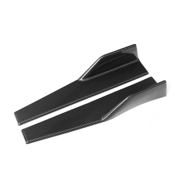 A Pair 45cm Carbon Fiber Look Universal PP Plastic Car Body Side Skirt Diffuser Winglet Wings