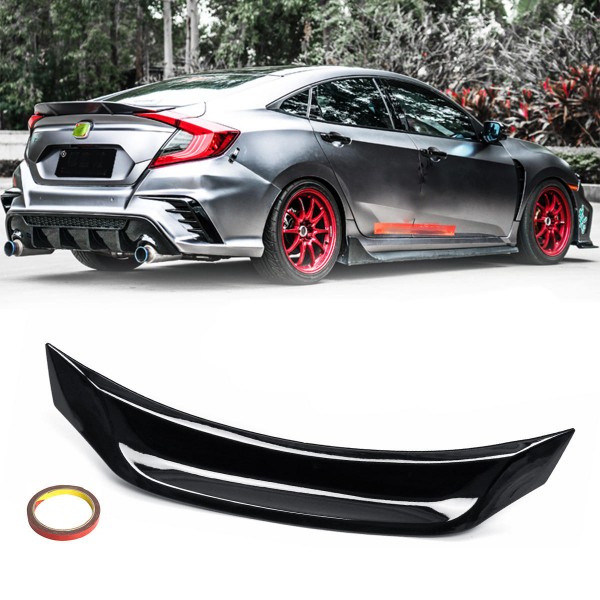 Highkick Duckbill Trunk Car Wing Glossy Black Spoiler For 16-19 Honda Civic Sedan V3