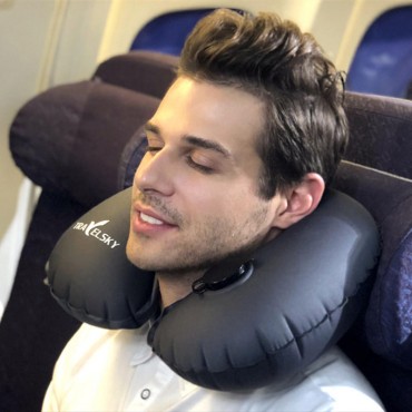 Inflatable U Shape Neck Cushion Travel Car Headrest Pillow Office Airplane Driving Nap Support