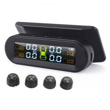 T10 Car Tire Pressure Monitor ASK External Sensor Wireless Solar USB Charging LCD Real-time Display Waterproof