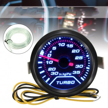 Universal 52mm 2inch LED Turbo Boost Pressure Gauge Smoked Dials Face Psi