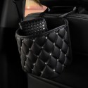 Car Back Seat Organiser Crystal Rhinestones PU Leather Tidy Pocket Storage Bag