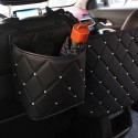 Car Back Seat Organiser Crystal Rhinestones PU Leather Tidy Pocket Storage Bag