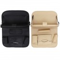 Car Seat Back Organiser Storage Bag Phone Holder Pockets PU Leather Black