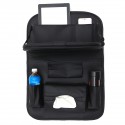 Car Seat Back Organiser Storage Bag Phone Holder Pockets PU Leather Black
