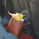 PU Leather Car Seat Back Storage Bag Garbage Rubish Trash Bin Multifunctional Storage Bucket