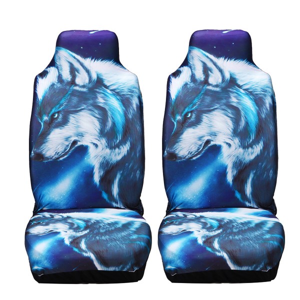 1/2/7PCS Car Seat Cover Auto Seat Protector Wolf Pattern Universal Fit For SUV