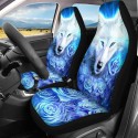 1/2/7PCS Car Seat Cover Set Universal Fit Rose Wolf Seat Protection Cover