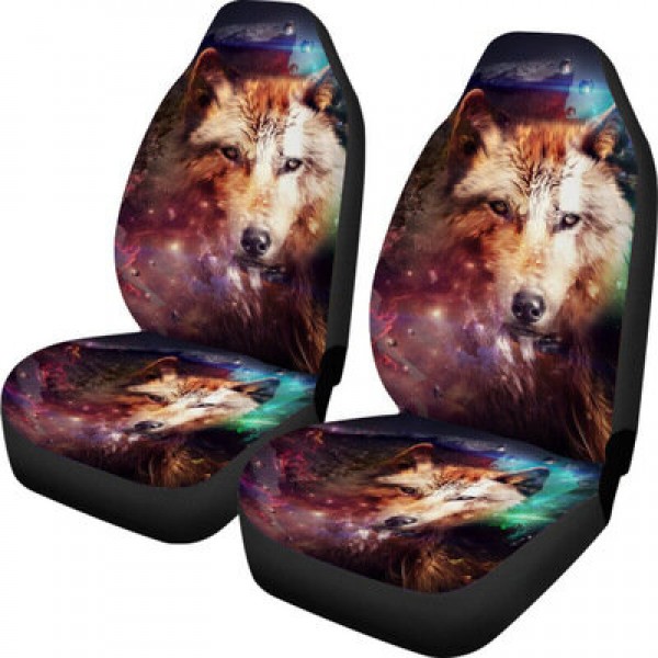 1/2PCS Front Car Seat Cover Protector Wolf printed Non-slip Universal